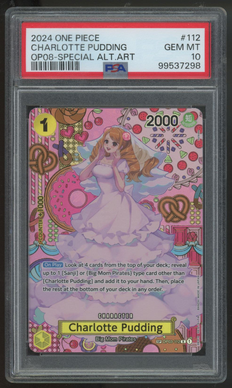 2024 One Piece Charlotte Pudding Special Alt Art #OP03-112 PSA 10 (B)