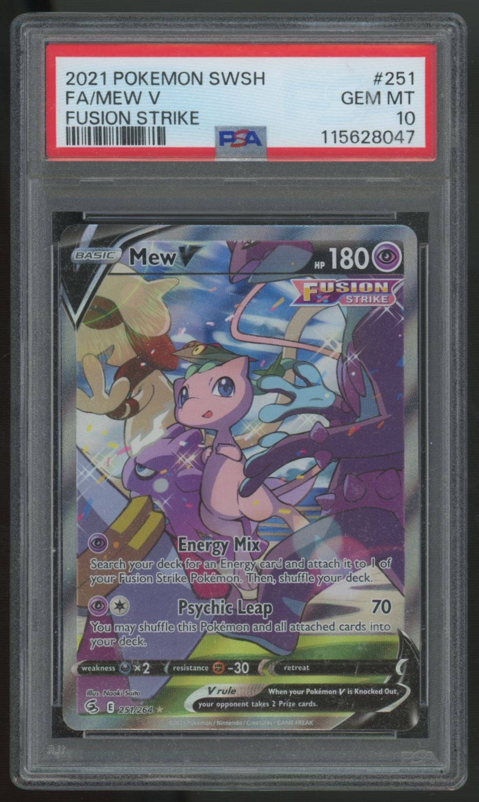 2021 Pokemon Mew V Fusion Strike Full Art #251 PSA 10 (B)