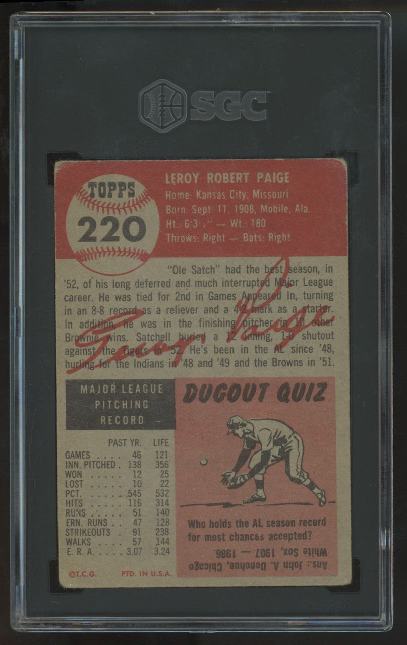 1953 Topps Satchel Paige #220 SGC 1.5 *756