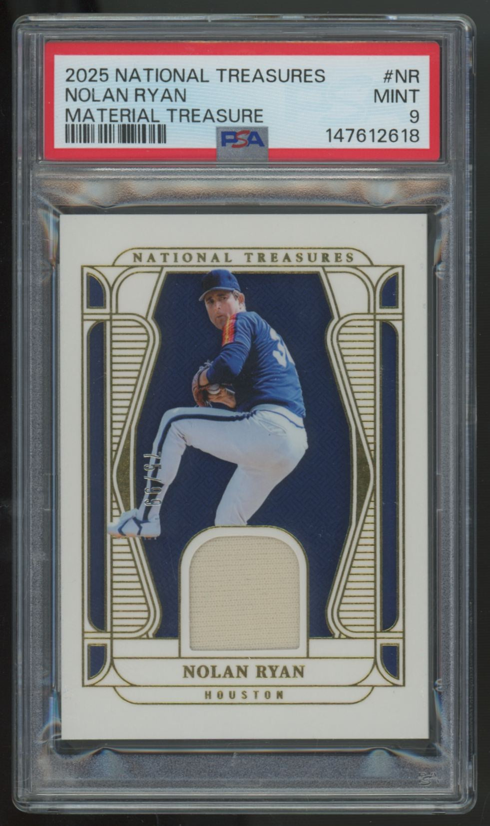 2025 Panini National Treasures Nolan Ryan Material Patch /99 #MT-NR PSA 9