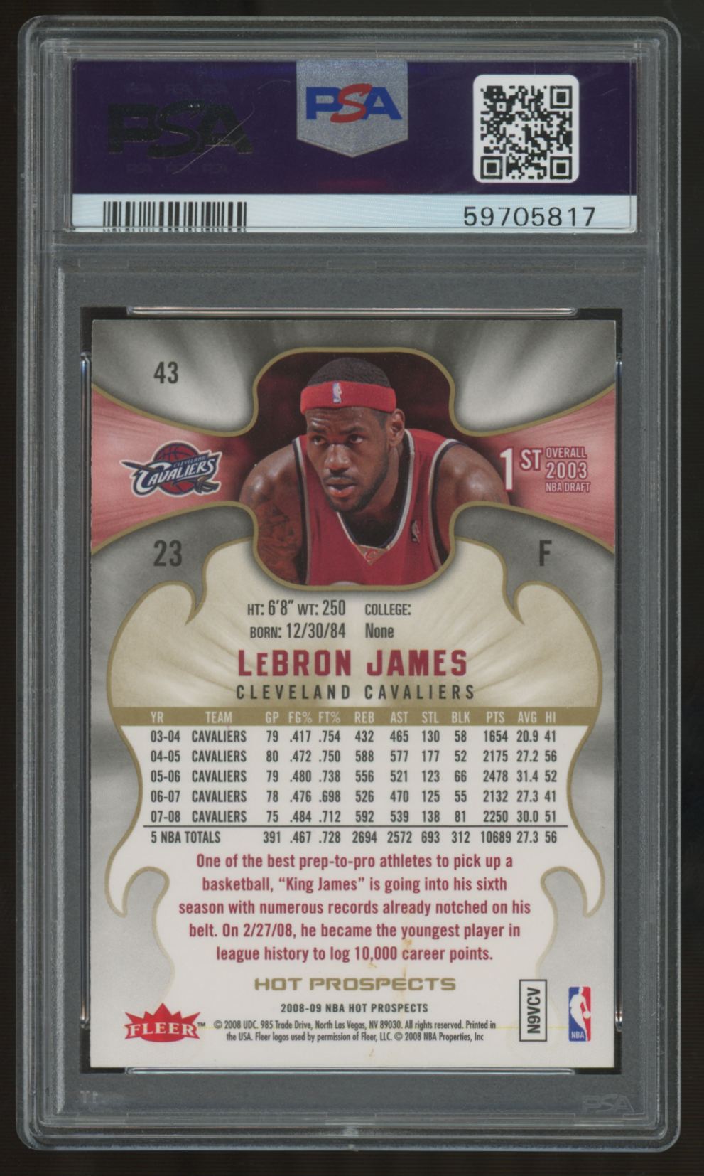 2008-09 Fleer Hot Prospects LeBron James #43 PSA 8