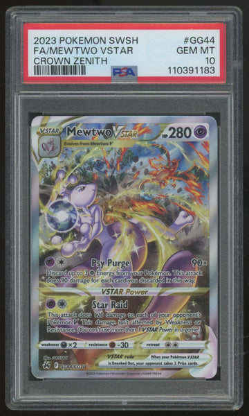 2023 Pokemon Mewtwo VStar Crown Zenith Full Art #44 PSA 10