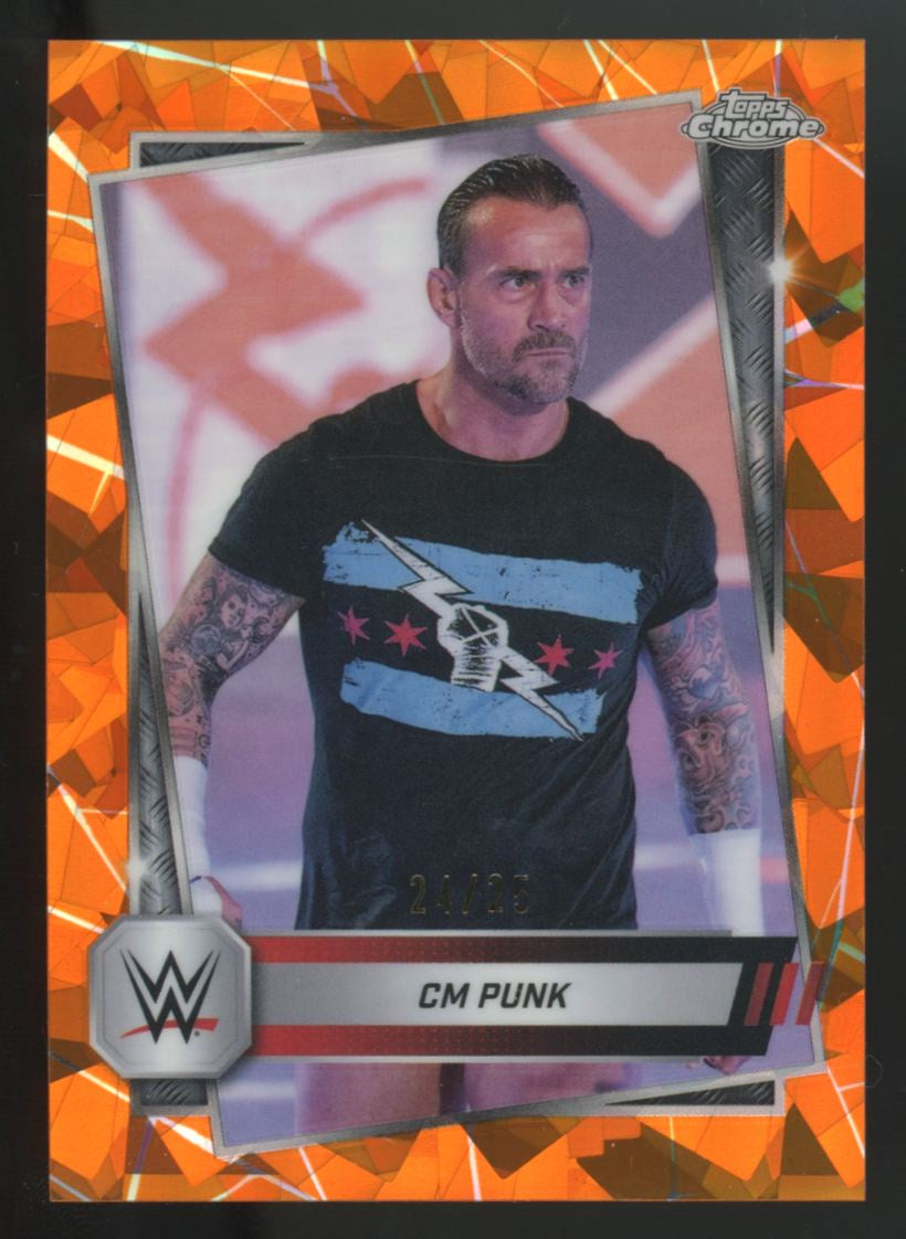 2025 Topps Chrome WWE Sapphire CM Punk Orange Sapphire /25 #98