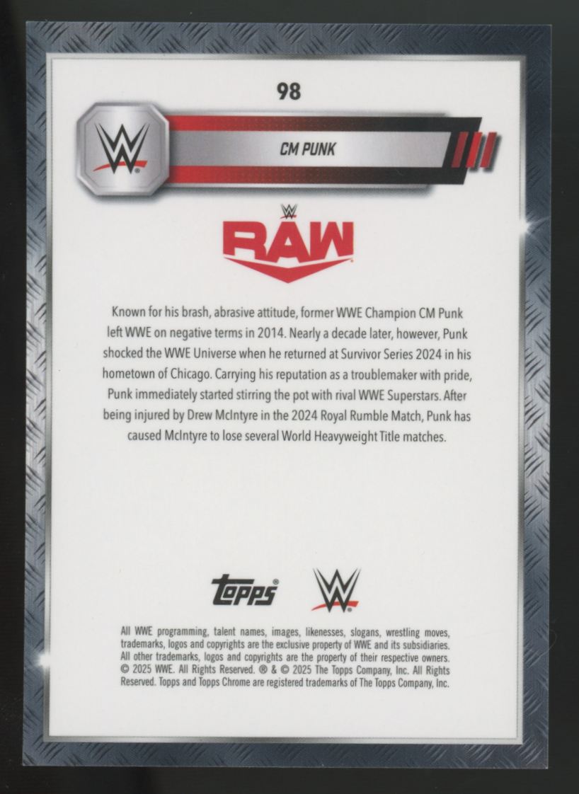 2025 Topps Chrome WWE Sapphire CM Punk Orange Sapphire /25 #98