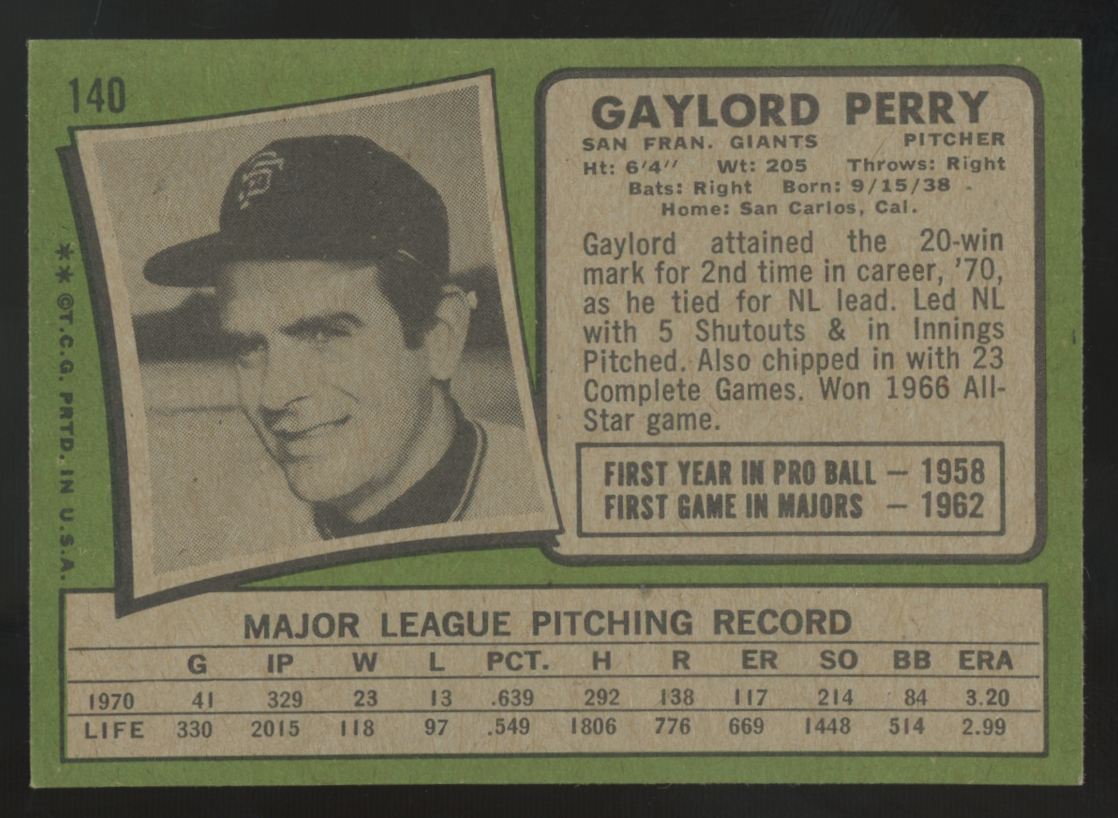 1971 Topps Gaylord Perry #140 NM