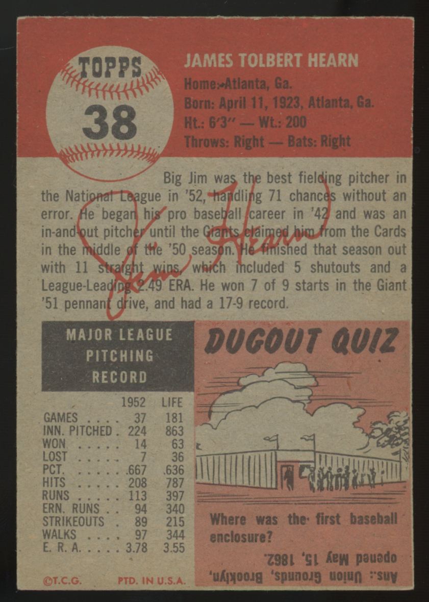 1953 Topps Jim Hearn #38 EX/MT