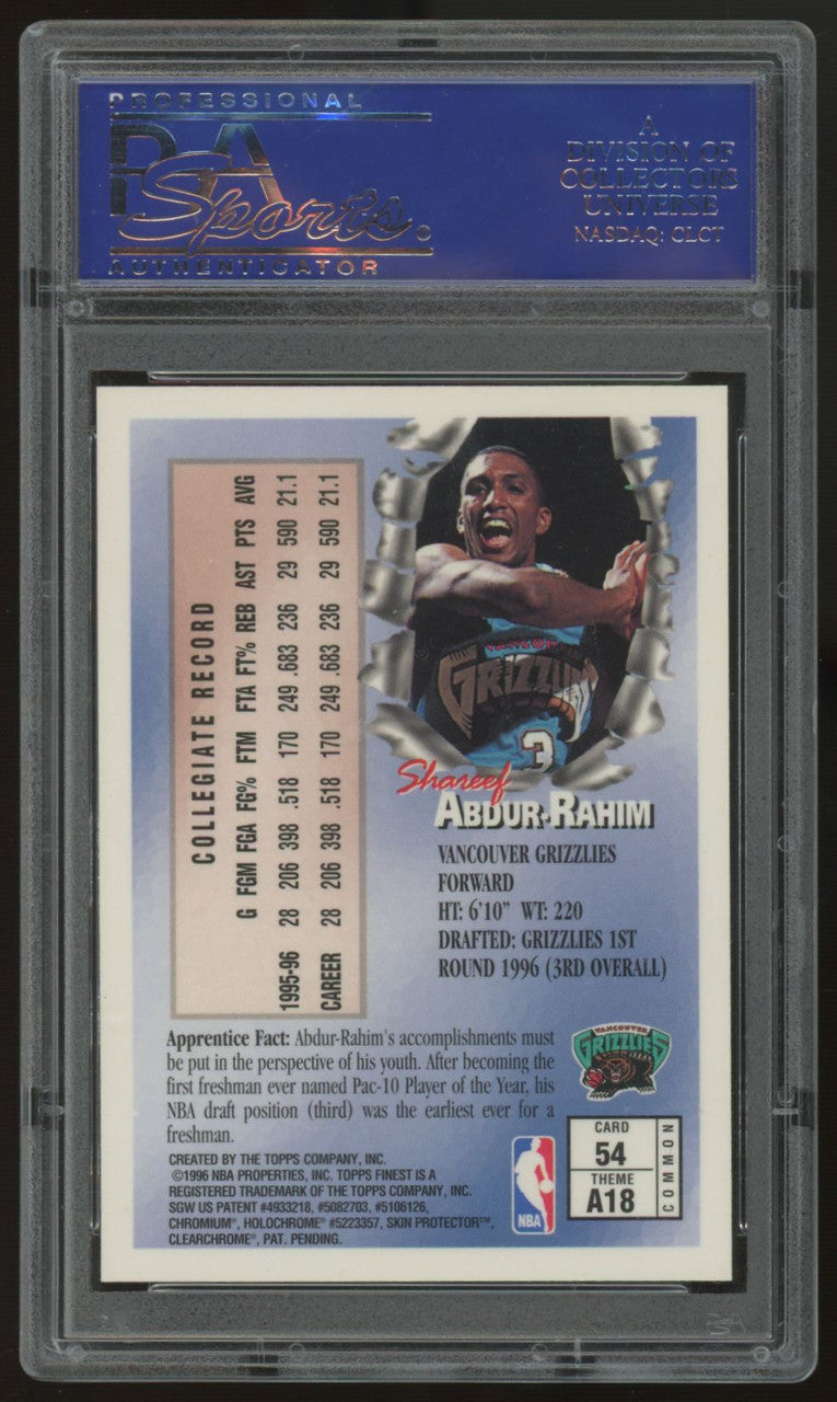 1996/97 Topps Finest Shareef Abdur-Rahim RC Apprentices #54 PSA 10