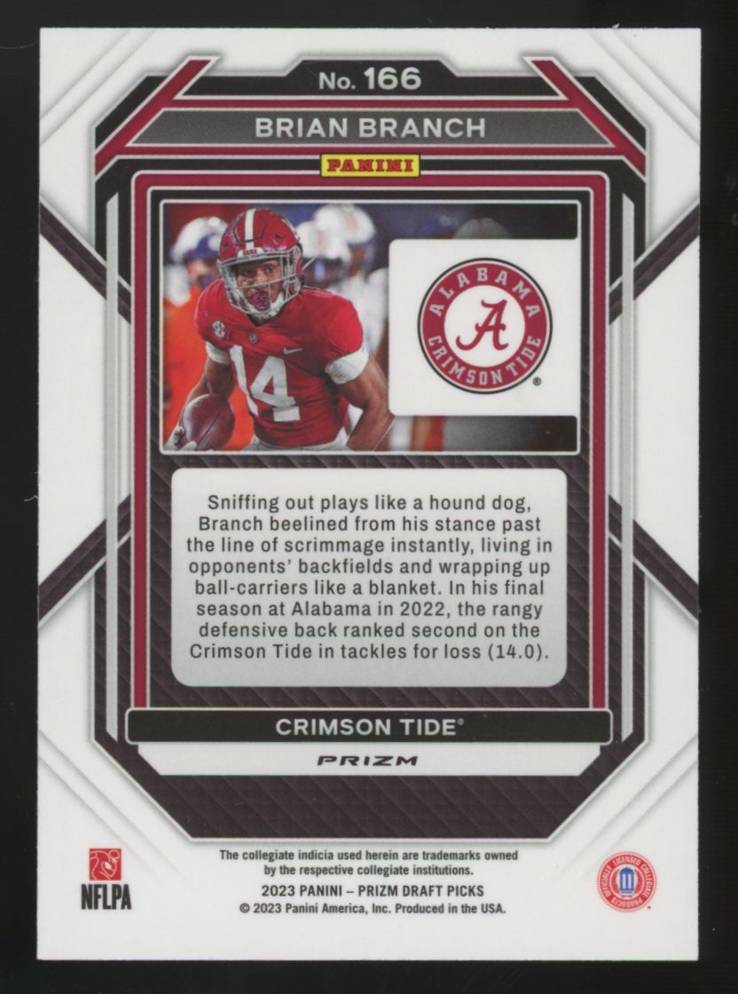 2023 Panini Prizm Draft Brian Branch RC Snakeskin SSP #166