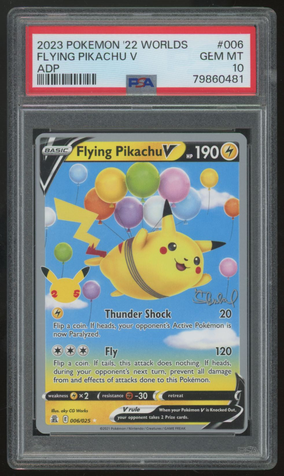 2023 Pokemon Flying Pikachu V Ondřej Škubal Worlds Deck #6 PSA 10