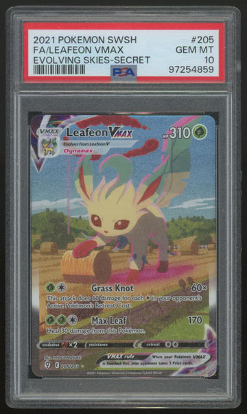 2021 Pokemon Leafeon VMax Evolving Skies Secret Rare #205 PSA 10