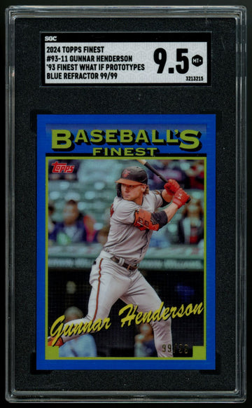 2024 Topps Finest Gunnar Henderson 93 What If Prototypes Blue /99 #93-11 SGC 9.5