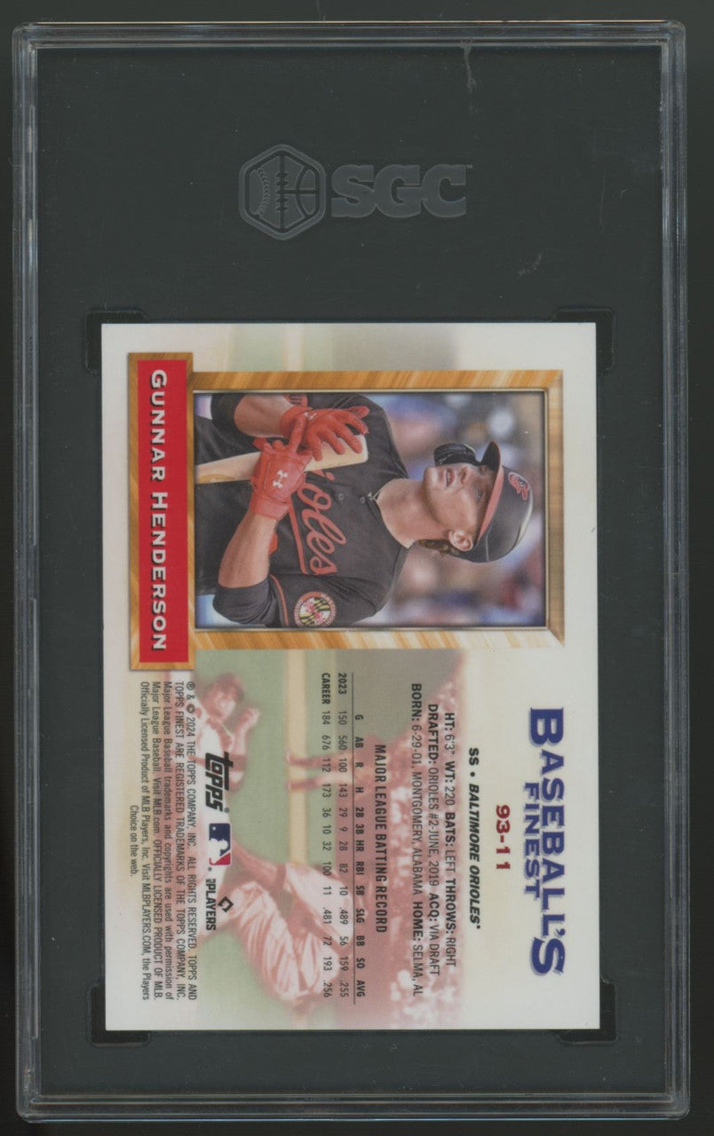2024 Topps Finest Gunnar Henderson 93 What If Prototypes Blue /99 #93-11 SGC 9.5