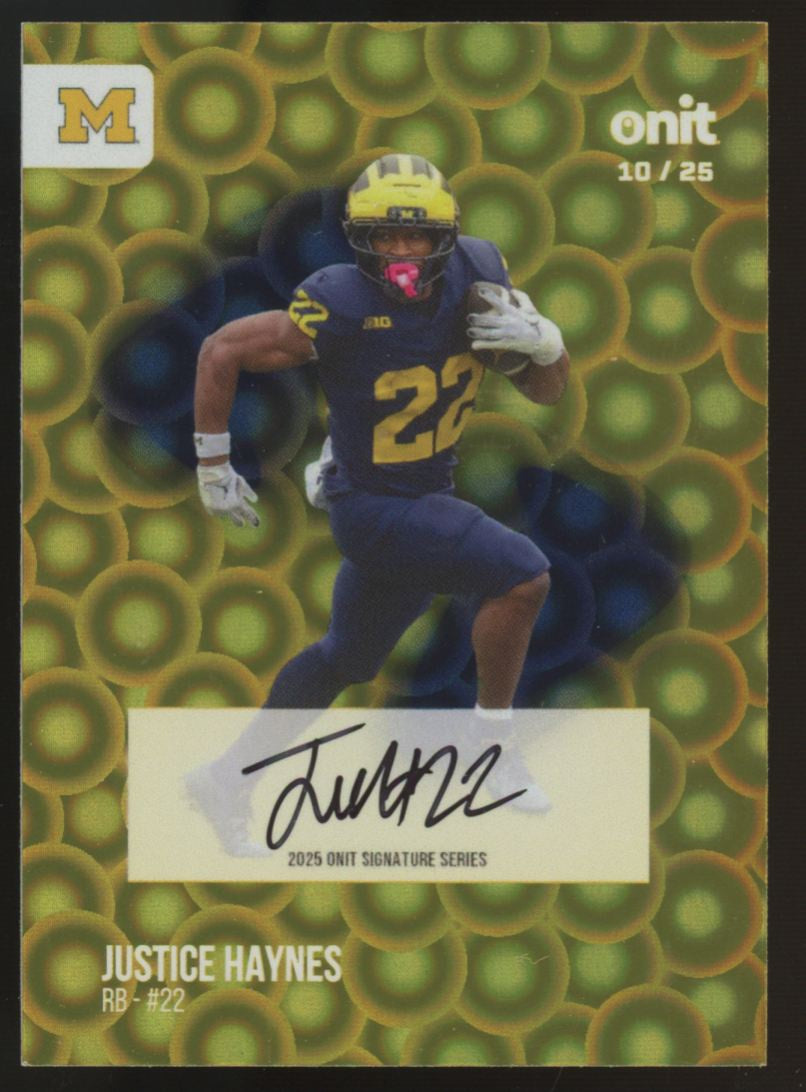 2025 Onit University Of Michigan Justice Haynes Gold Circles Auto /25 #S-5