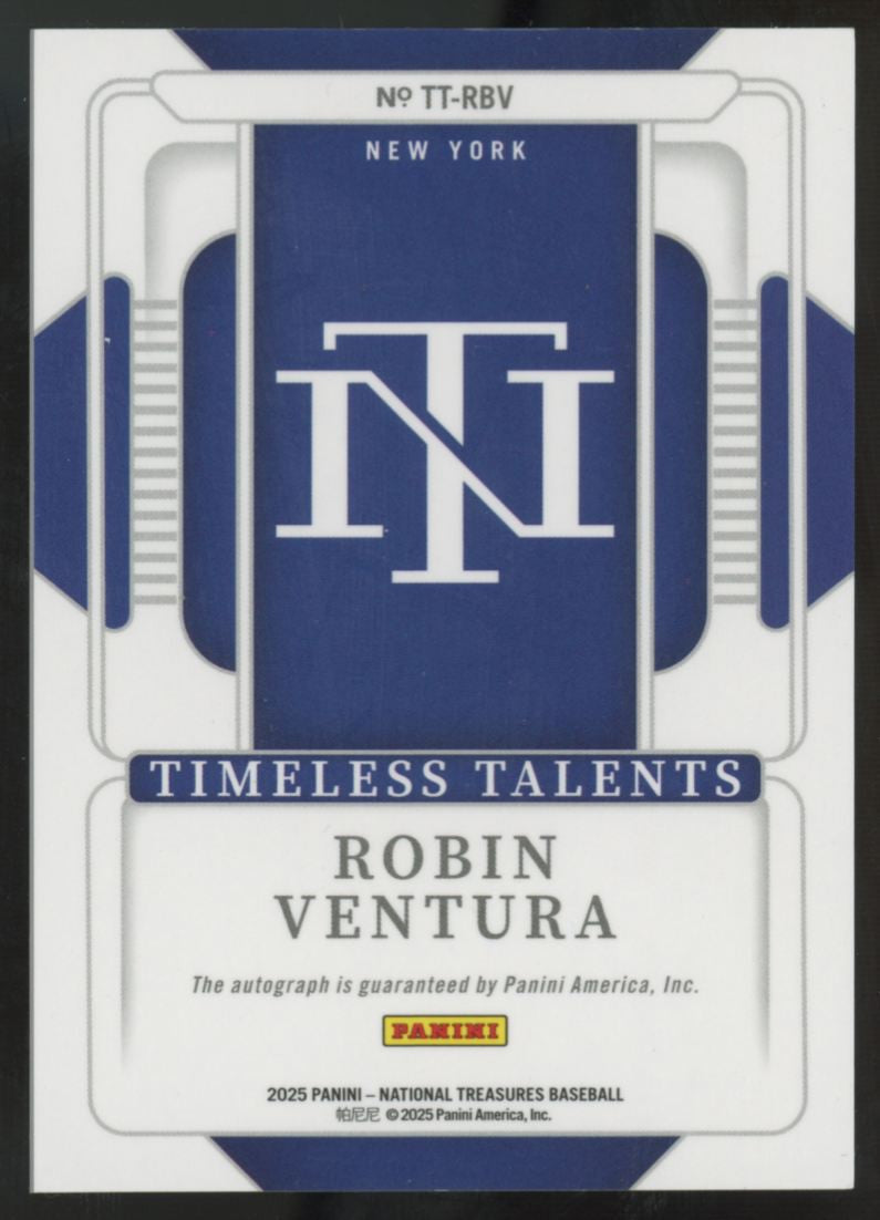 2025 Panini National Treasures Robin Ventura Timeless Talents Auto /99 #TT-RBV