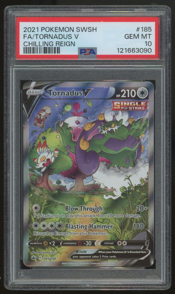 2021 Pokemon Tornadus V Chilling Reign Full Art #185 PSA 10 (B)