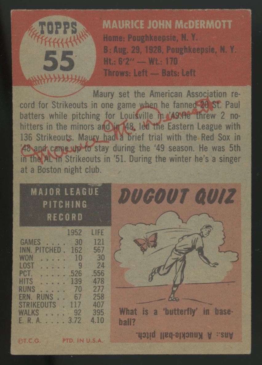 1953 Topps Maurice McDermott #55 EX