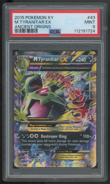 2015 Pokemon M Tyranitar EX Ancient Origins Holo #43 PSA 9