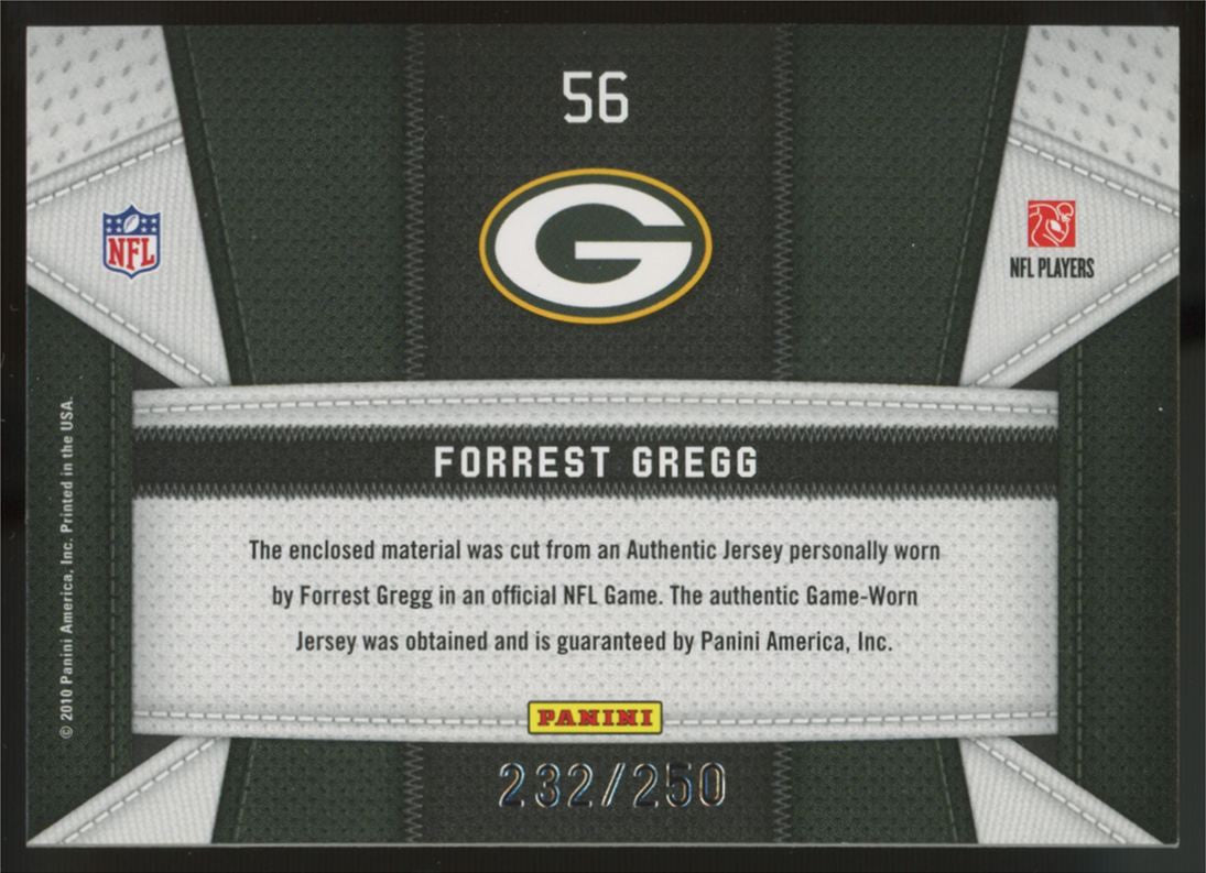 2010 Panini Certified Forrest Gregg Fabric of the Game Patch /250 #56