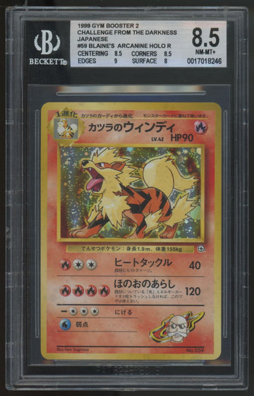 1999 Pokemon Blaine's Arcanine Japanese Challenge from the Darkness #59 BGS 8.5