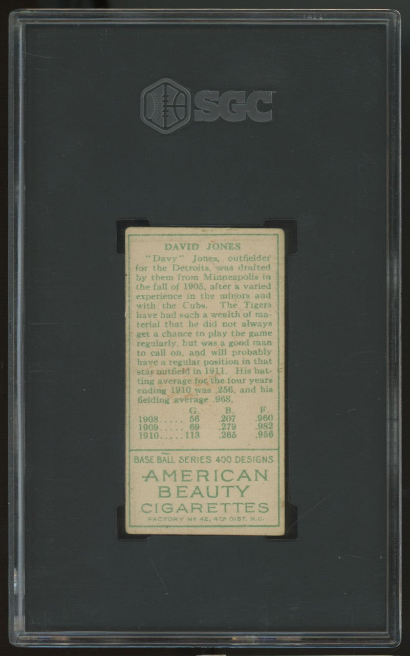 1911 T205 David Jones American Beauty Back SGC 3