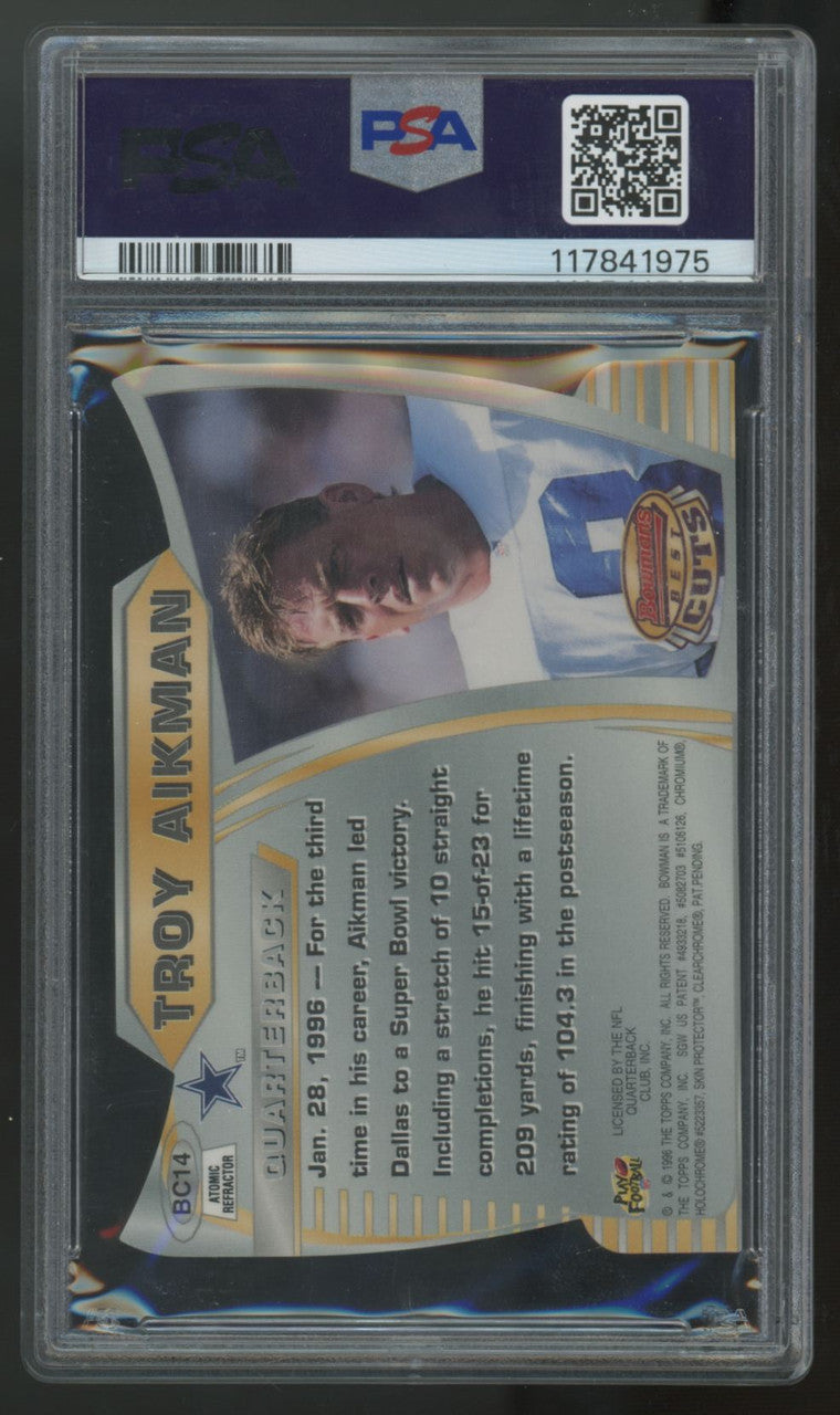 1996 Bowman's Best Cut Troy Aikman Atomic Refractor #BC14 PSA 9