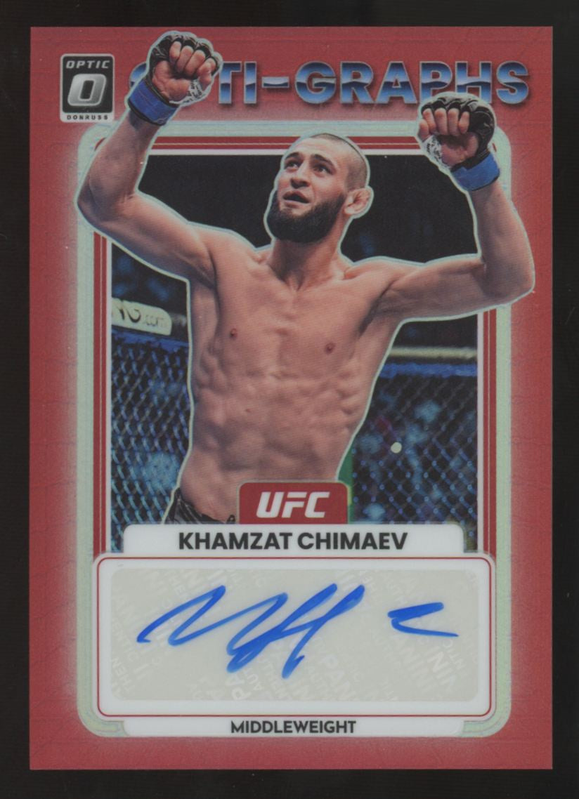 2023 Panini Donruss Optic UFC Khamzat Chimaev Red Opti-Graphs Auto /199 #OG-KCH