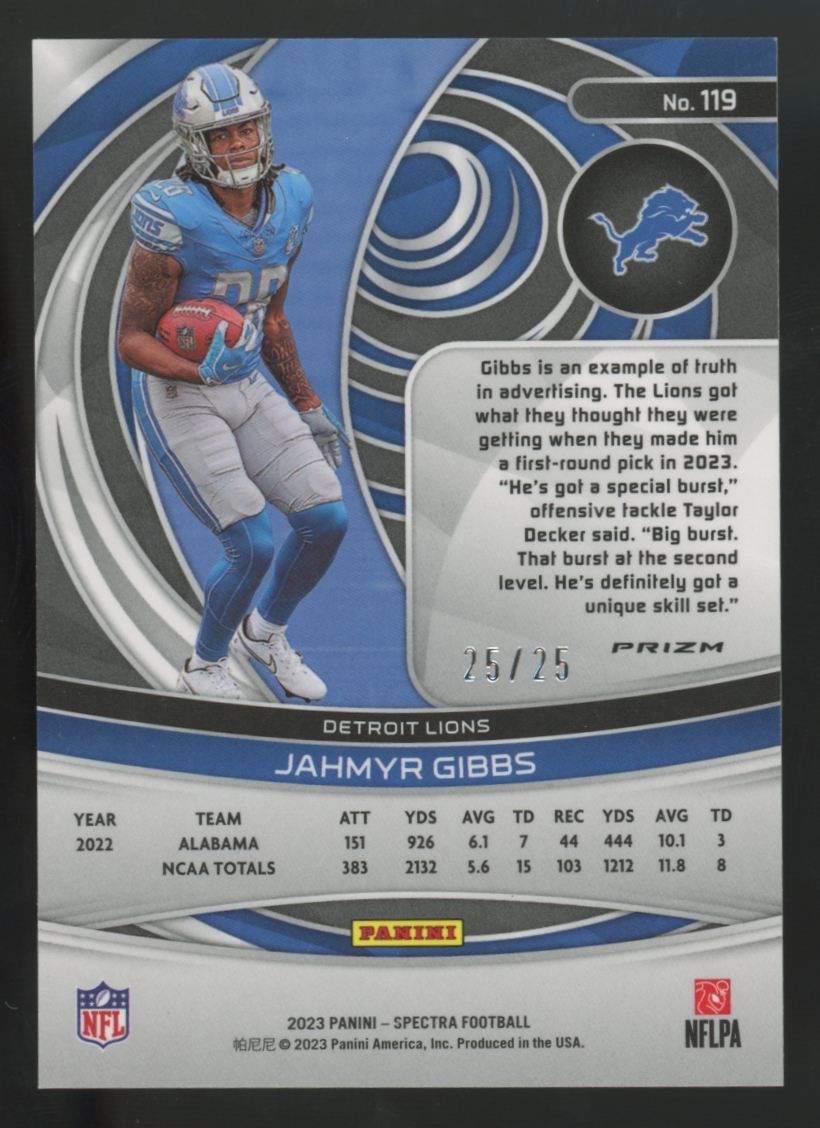 2023 Panini Spectra Jahmyr Gibbs RC Meta /25 #119