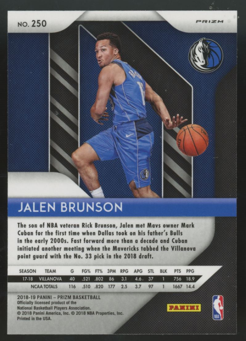 2018-19 Panini Prizm Jalen Brunson RC Silver #250