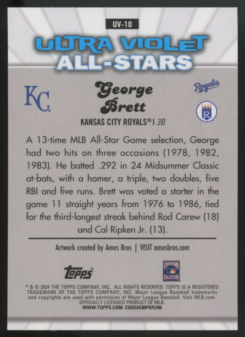 2024 Topps Chrome George Brett Ultra Violet All-Stars SSP #UV-10