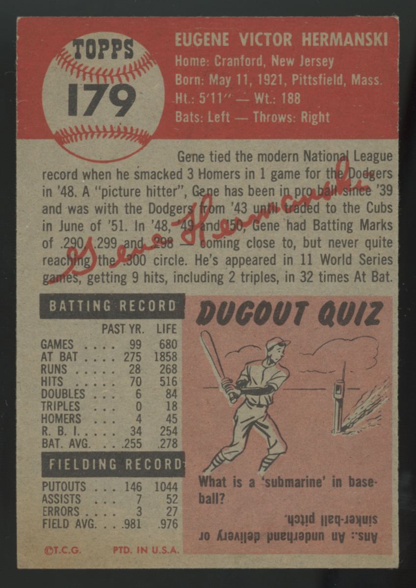 1953 Topps Gene Hermanski #179 EX/MT