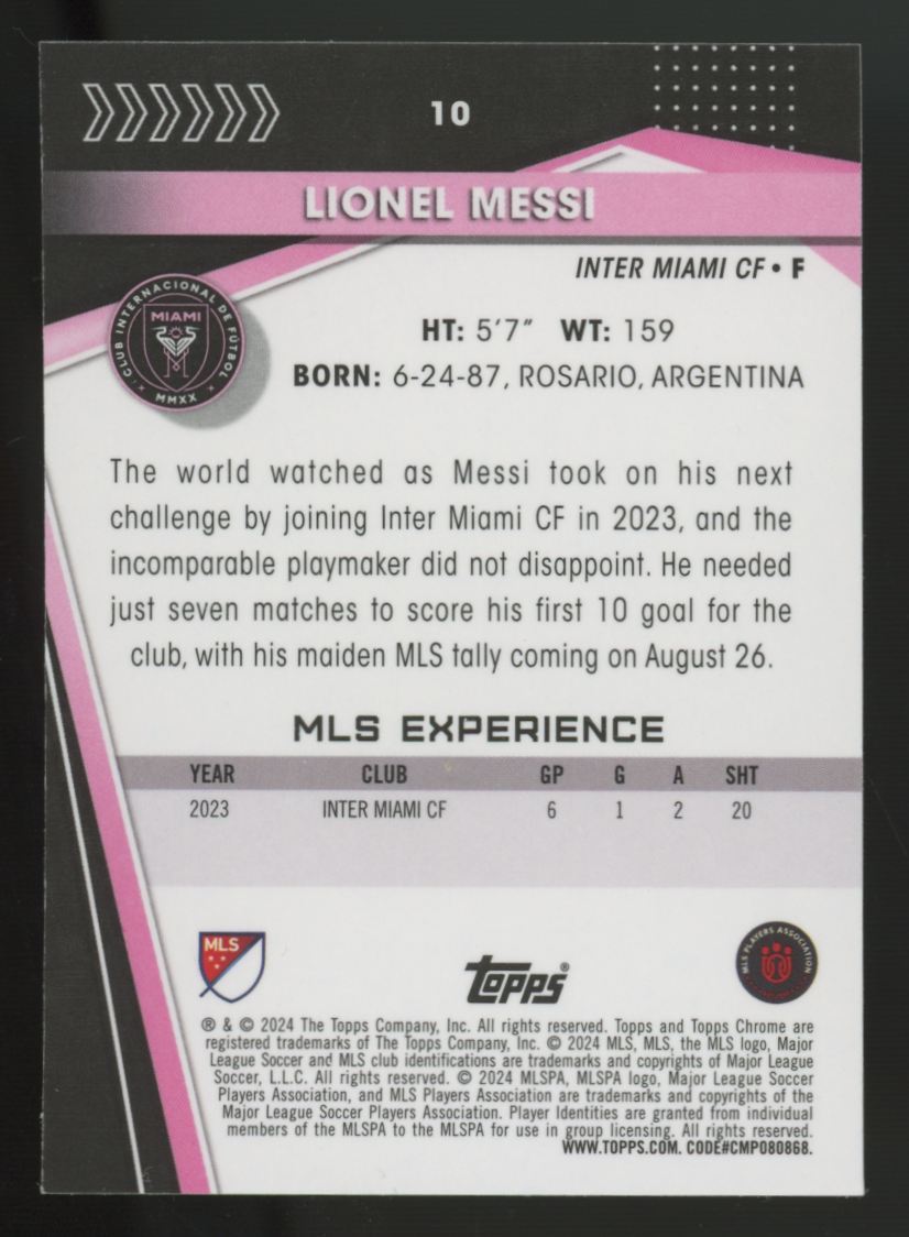 2024 Topps Chrome MLS Lionel Messi Neon Green Wave /99 #10