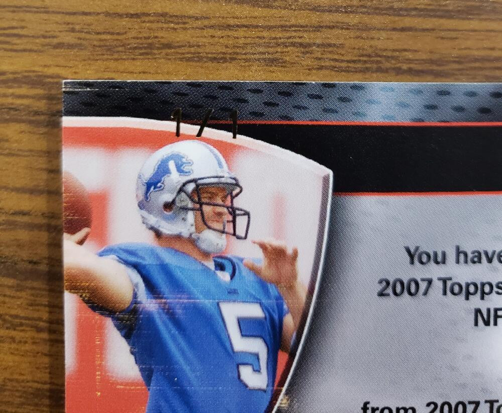 2007 Topps Performance Rookie NFL Logo Shield #AELDS Drew Stanton Auto 1/1 Detroit Lions
