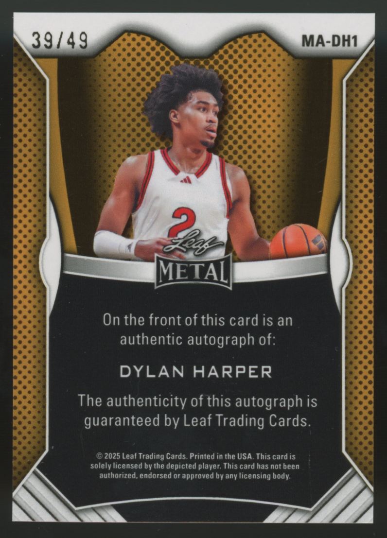 2025 Leaf Metal Dylan Harper RC White Ice Auto /49 #MA-DH1