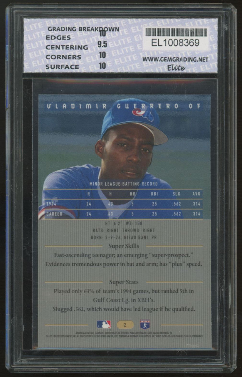 1995 Bowman's Best Vladimir Guerrero RC #2 Gem Elite 10