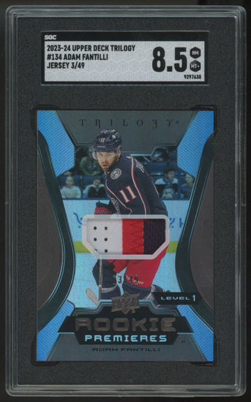 2023-24 Upper Deck Trilogy Adam Fantilli RC Premiers Patch /49 #134 SGC 8.5