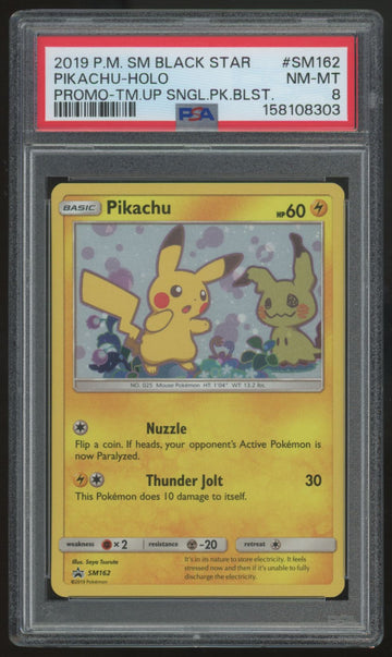 2019 Pokemon Pikachu Team Up Promo #SM162 PSA 8