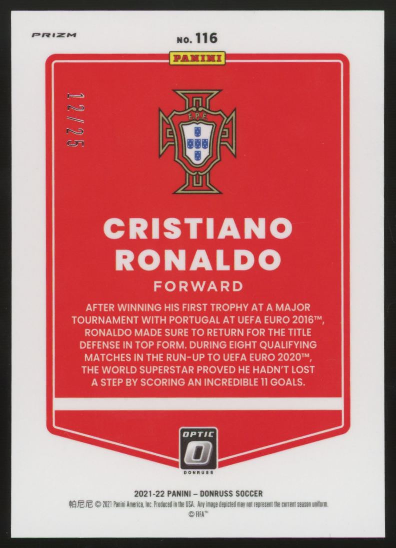 2021-22 Donruss Optic Cristiano Ronaldo Pink Velocity Prizm /25 #116