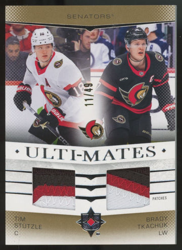 2024-25 UD Ultimate Collection Stutzle/Tkachuk Ulti-Mates Dual Patch /49 #UTM-TS
