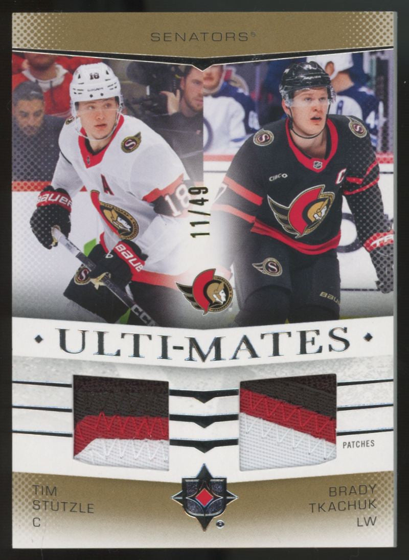 2024-25 UD Ultimate Collection Stutzle/Tkachuk Ulti-Mates Dual Patch /49 #UTM-TS
