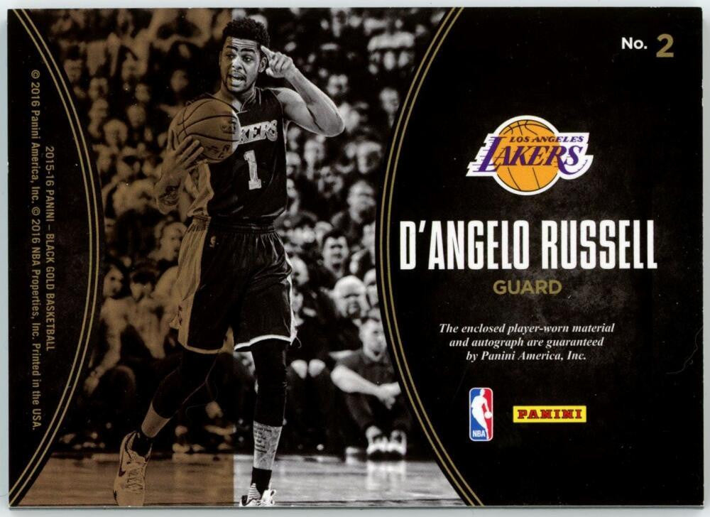 2015-16 Panini Black Gold D'Angelo Russell Patch Auto RC RPA /199 #2