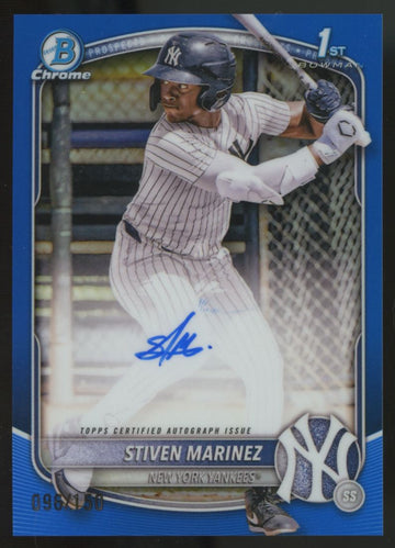 2025 Bowman Chrome Stiven Marinez 1st Prospect Blue Refractor Auto /150 #CPA-SMA
