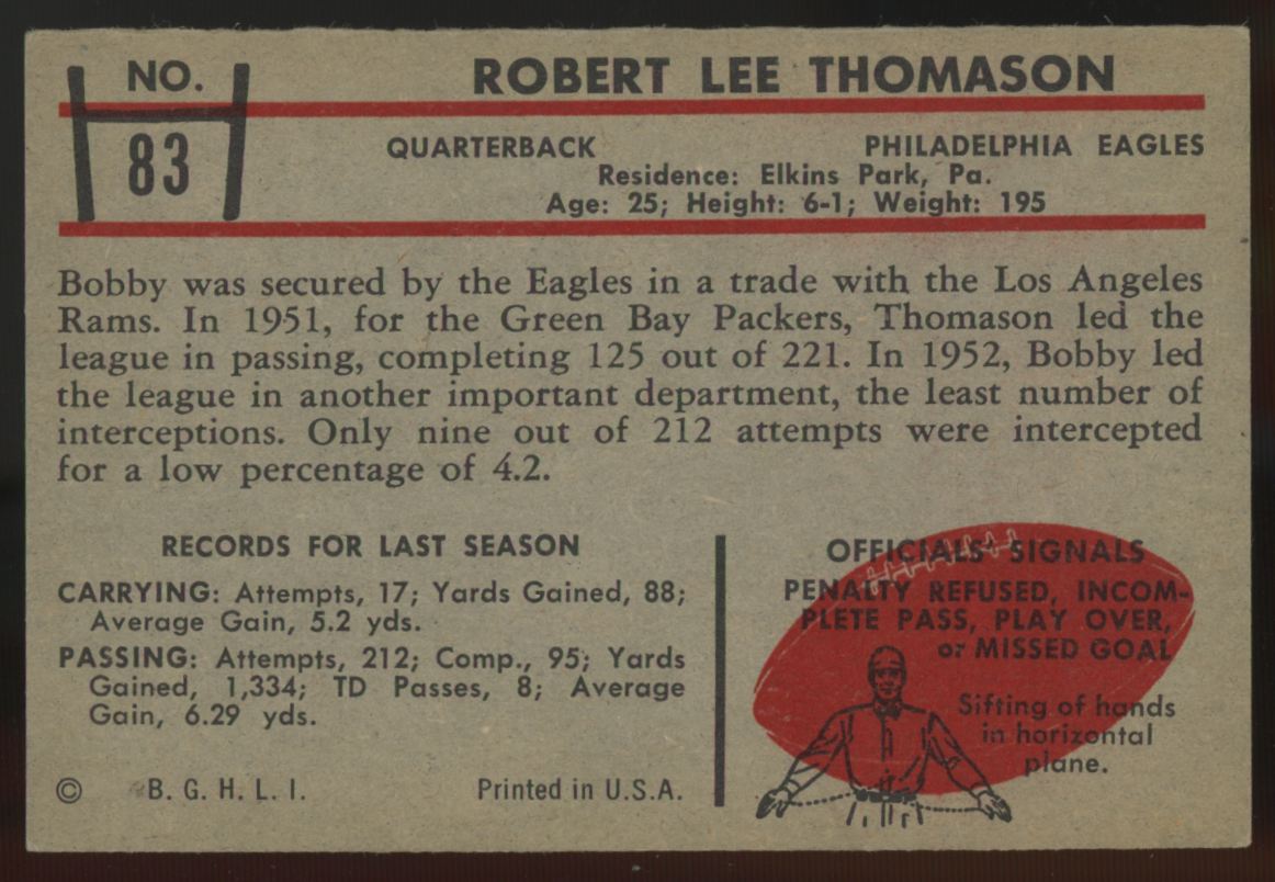 1953 Bowman Bob Thomason #83 EX-MT