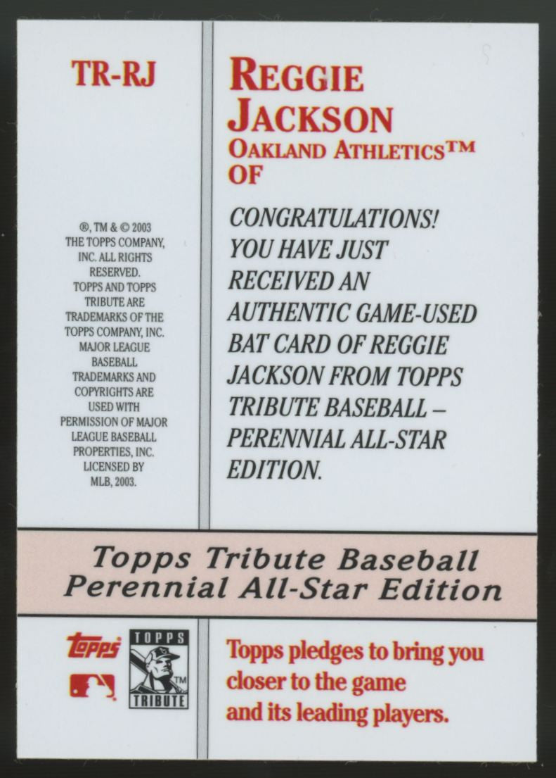 2003 Topps Tribute Reggie Jackson Authentic Bat Relic Refractor #TR-RJ