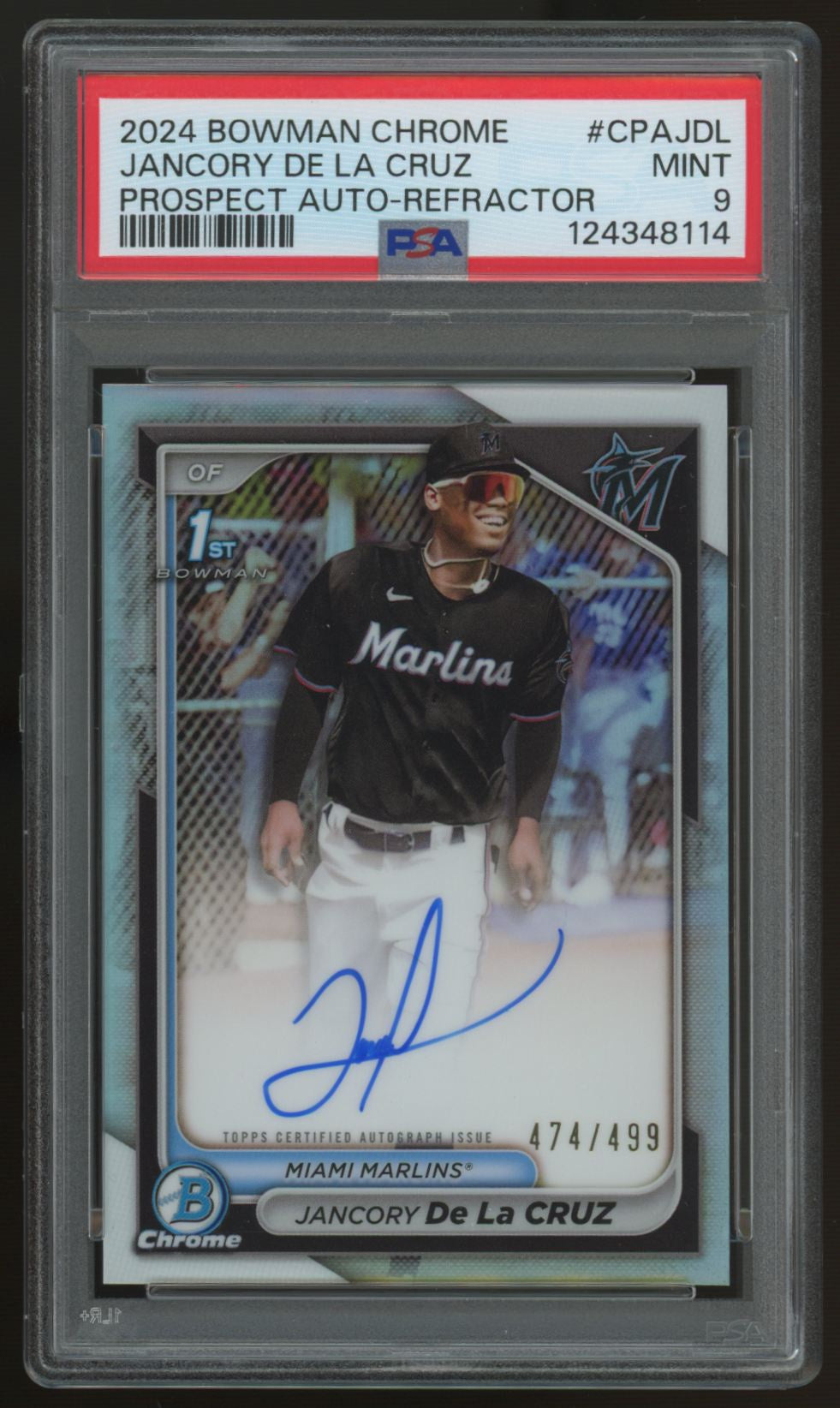 2024 Bowman Chrome Jancory De La Cruz 1st Refractor Auto /499 #CPA-JDL PSA 9
