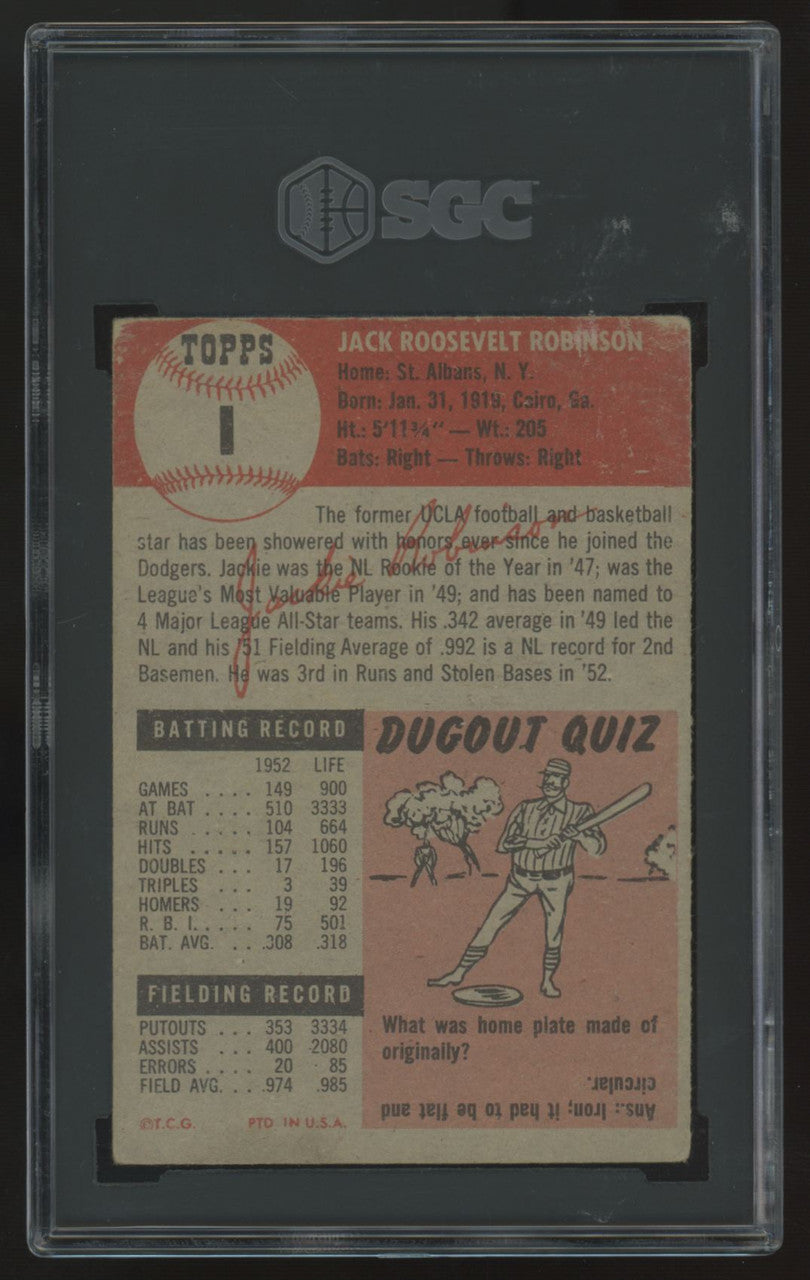 1953 Topps Jackie Robinson #1 SGC 2