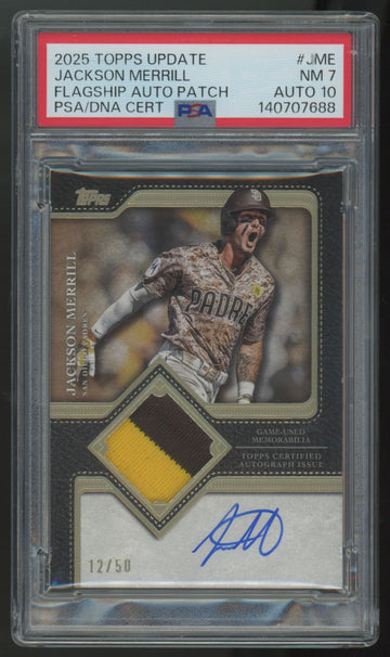 2025 Topps Update Jackson Merrill Flagship Auto Patch /50 #TFAP2-JME PSA 7 10