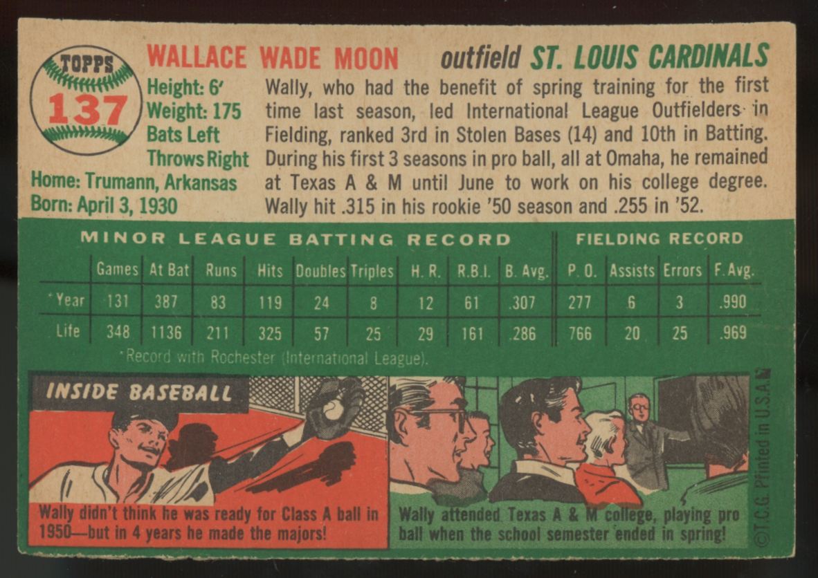 1954 Topps Wally Moon #137 NM