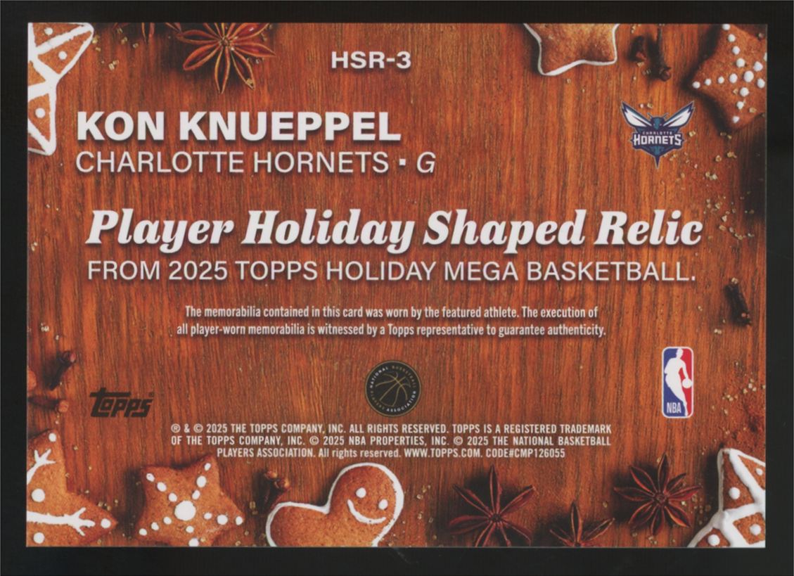 2025-26 Topps Holiday Mega Kon Knueppel RC Glitter Triple Patch /25 #HSR-3