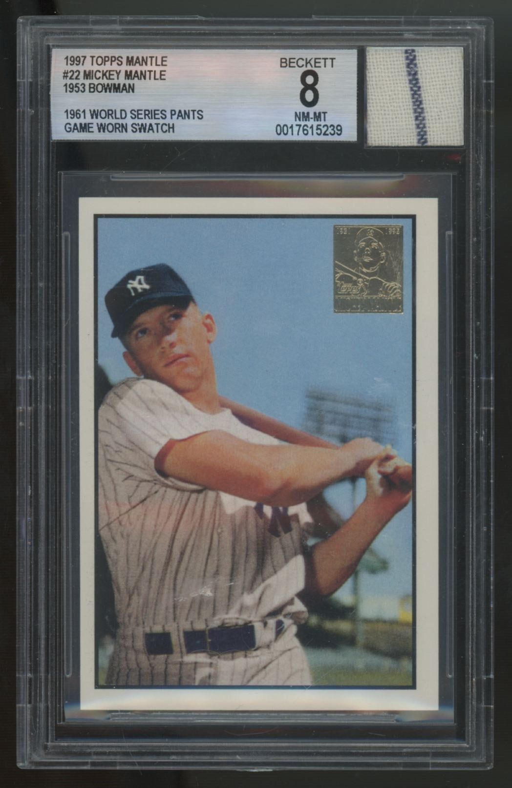 1997 Topps Mickey Mantle World Series Pants Patch BGS 8 Jersey Fusion Authentic