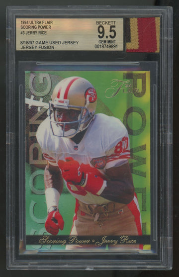 1994 Fleer Flair Jerry Rice Scoring Power Game Patch #3 Jersey Fusion Authentic
